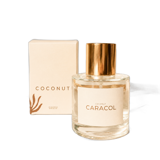 Coconut Caracol 50 mL Eau de Parfum bottle with box, background removed